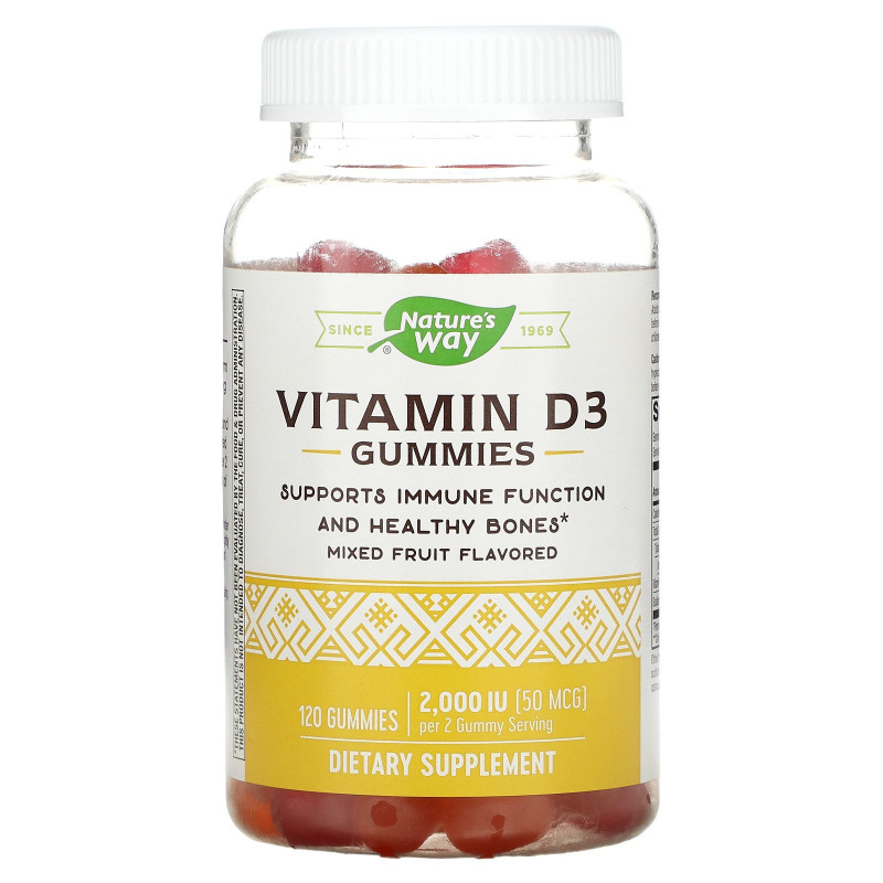 Nature's Way, Vitamin D3 Gummies, Mixed Fruit, 50 mcg (2,000 IU), 120 Gummies