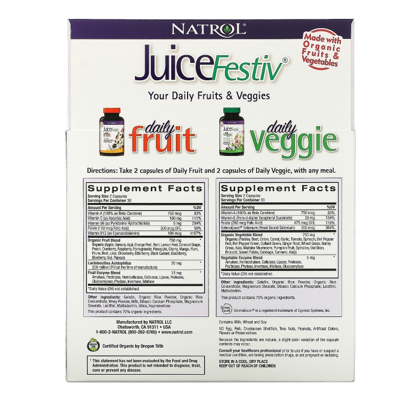 Natrol, JuiceFestiv, 2 флакона, по 60 капсул каждый