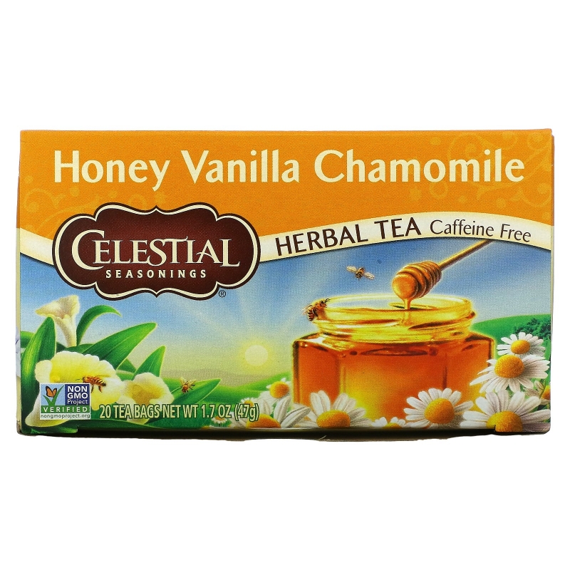 Celestial Seasonings, Травяной чай, без кофеина, мед, ваниль и ромашка 20 чайных пакетиков, 1.7 унции (47 г)