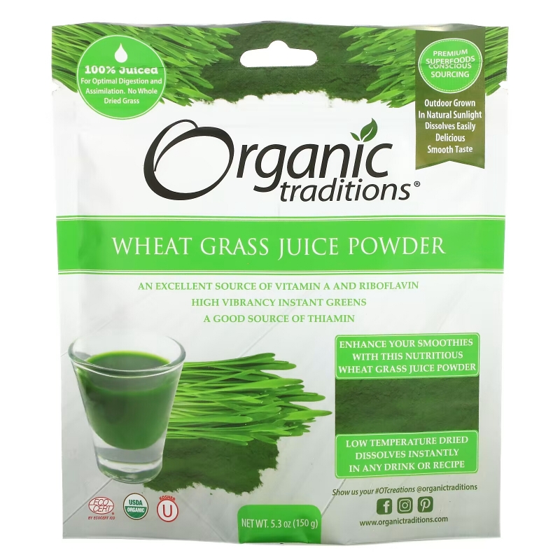 Organic Traditions, Wheat Grass Juice Powder, 5.3 oz (150 g)