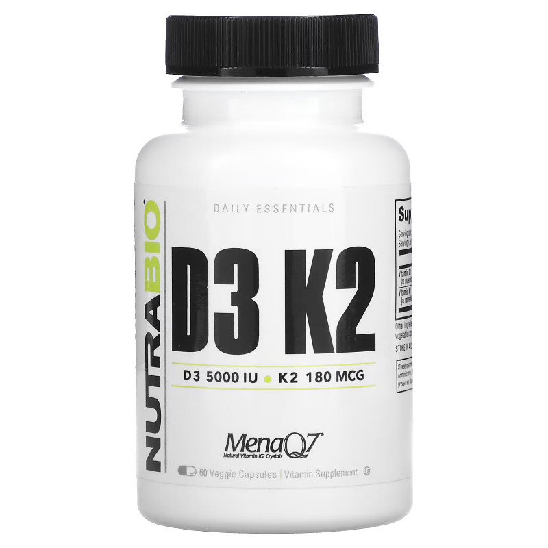 Nutrabio Labs, D3 K2, 60 Veggie Capsules