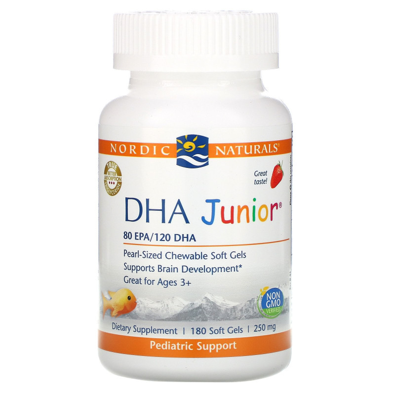 Nordic Naturals, DHA Junior, Клубника, 250 мг, 180 мягких таблеток