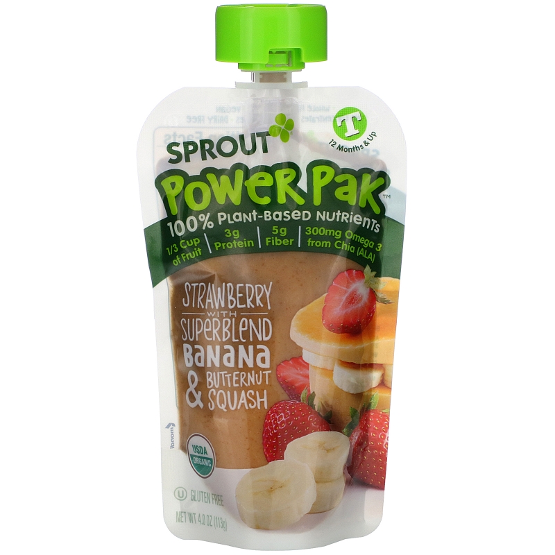 Sprout Organic, Power Pak, 12 Months & Up, Strawberry with Superblend Banana & Butternut Squash, 4.0 oz (113 g)