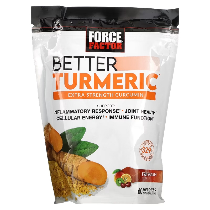 Force Factor, Better Turmeric, Extra Strength Curcumin, Fruit Splash, 60 Soft Chews