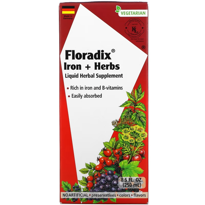 Gaia Herbs, Floradix, Iron + Herbs, Liquid Herbal Supplement, 8.5 fl oz (250 ml)