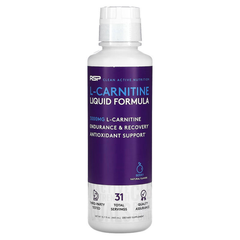 RSP Nutrition, L-Carnitine Liquid Formula, Berry, 3,000 mg, 15.7 fl oz (465 ml)