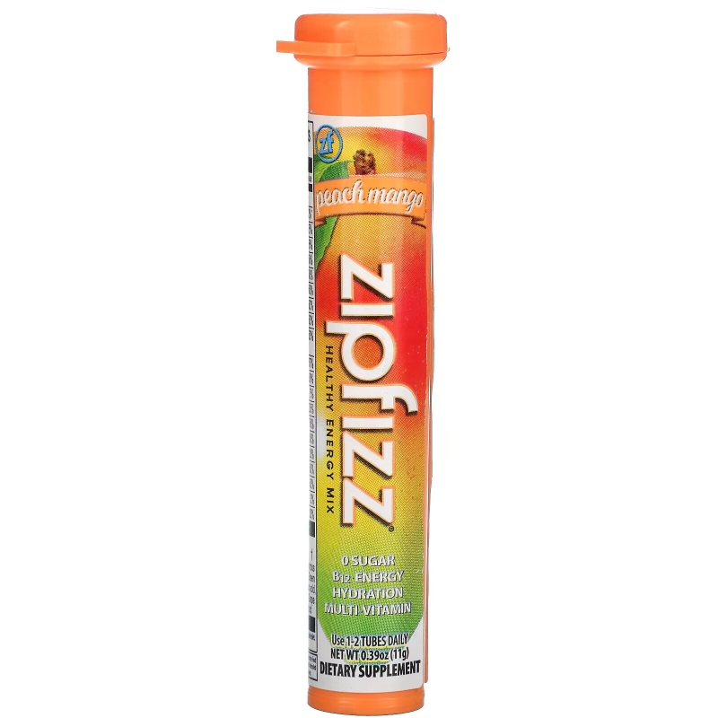 Zipfizz, Healthy Sports Energy Mix with Vitamin B12, Peach Mango, 20 Tubes, 0.39 oz (11 g) Each