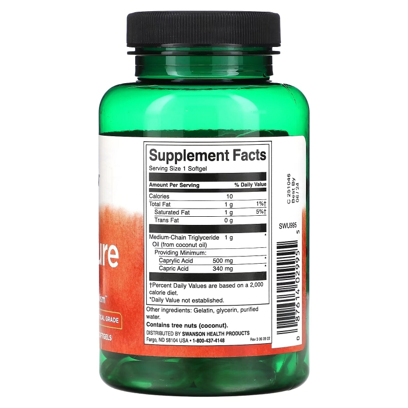 Swanson, MCT Pure, 1,000 mg , 90 Softgels