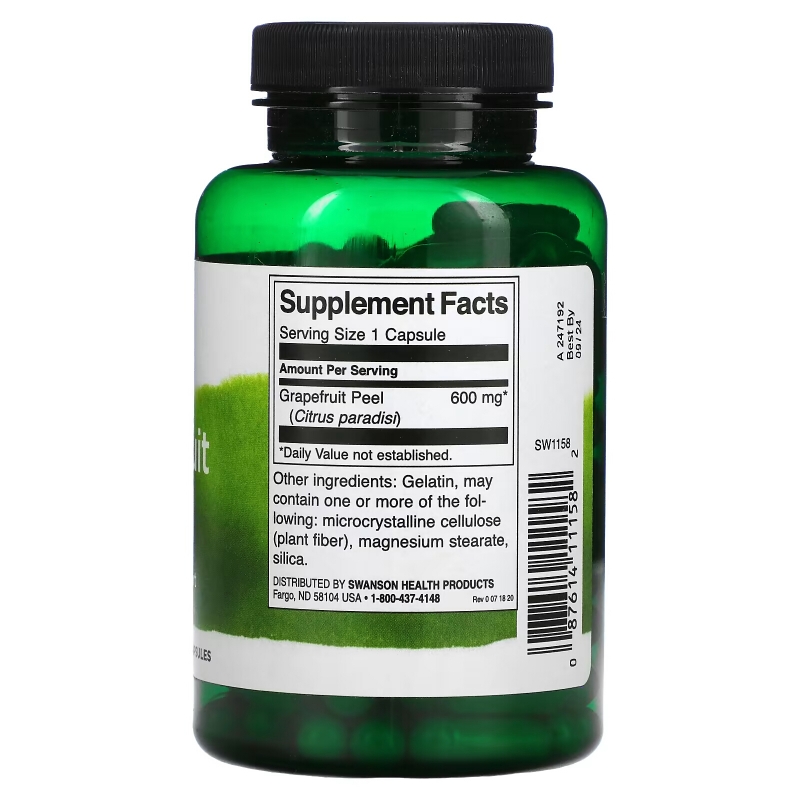 Swanson, Grapefruit Peel, 600 mg, 120 Capsules