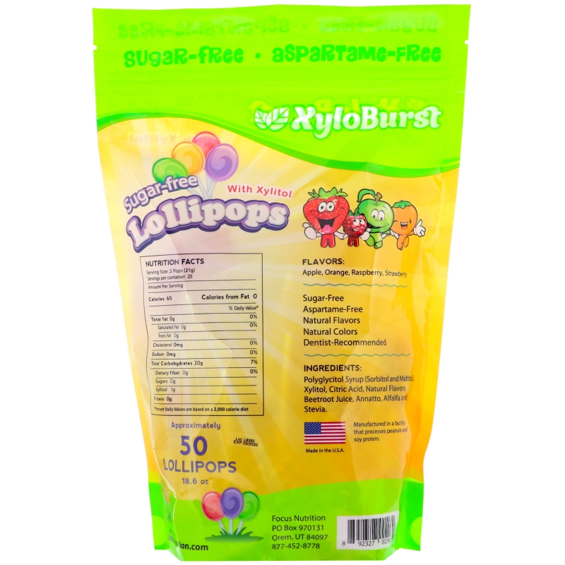 Xyloburst Lollipops Mixed Flavors 50ct bag