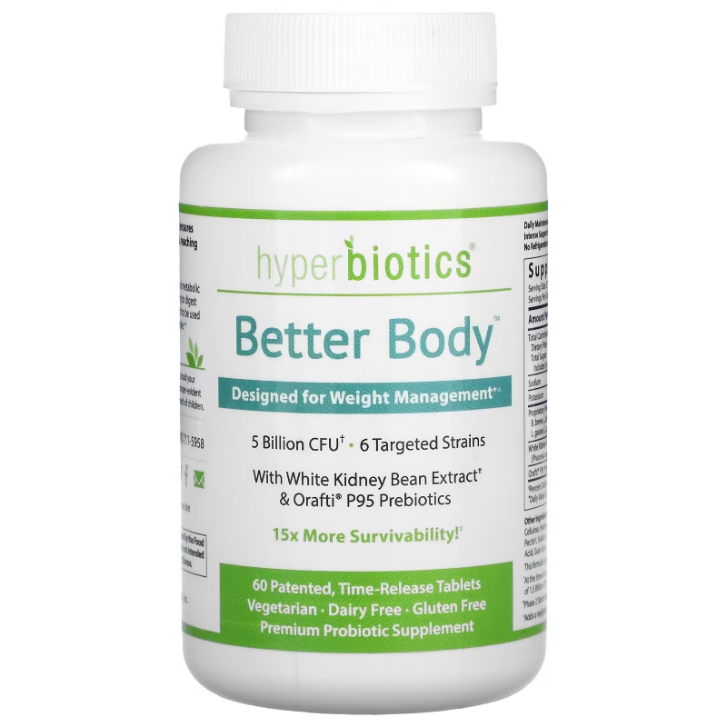 Hyperbiotics, Better Body, Designed for Weight Management, 5 Billion CFU, 60 Time-Release Tablets